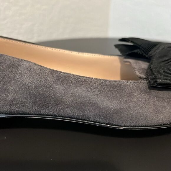 M. GEMI Grey Suede Pointed Toe with Black Bow Flats, Size 36.5 (US Size 6) - Picture 10 of 12